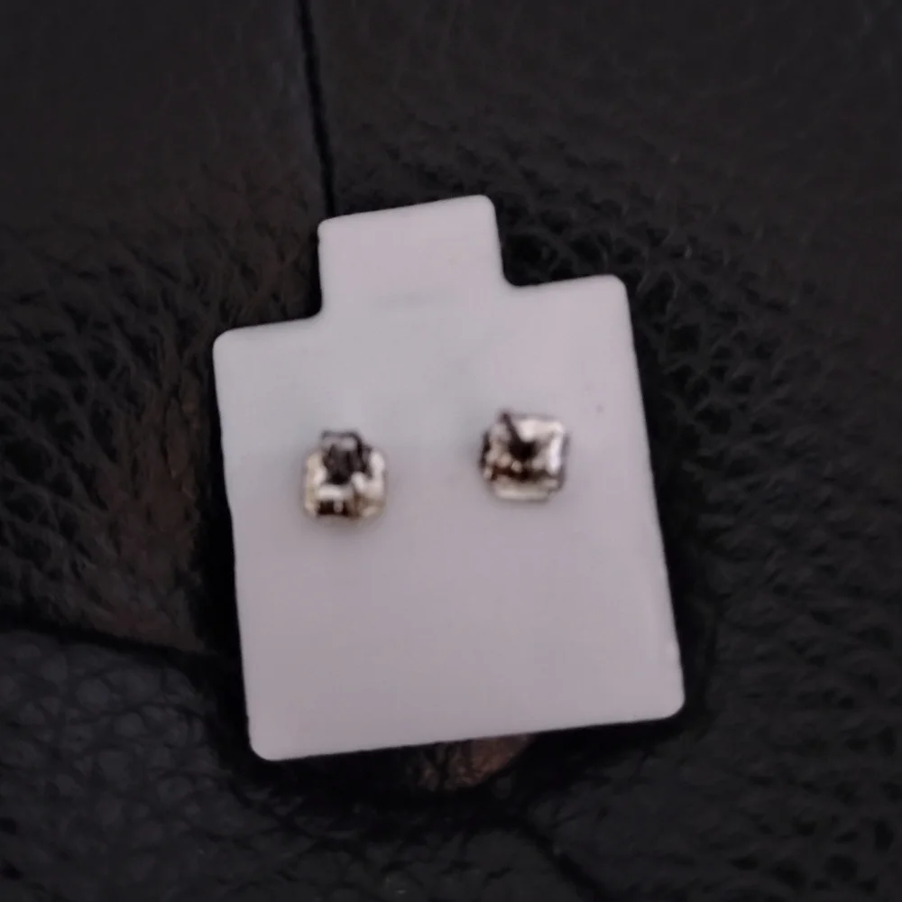 Star Shaped Cubic Zirconia Earrings Studs Silver And Blue